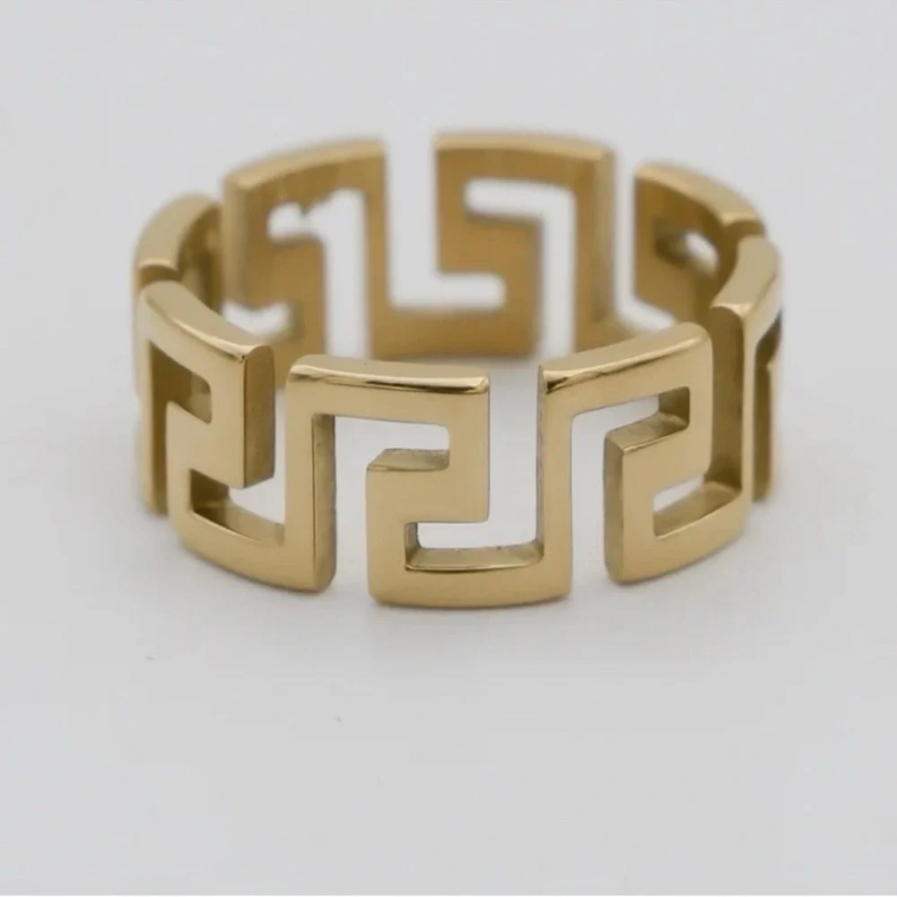 Versace Gold and Black Geometric Ring - Picture 4 of 5